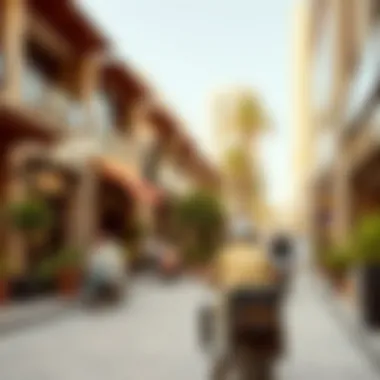 Local Life and Community in Adagio Deira Vibrant street scene in Adagio Deira illustrating local life and community