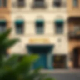 Charming hotel facade in Naif Market