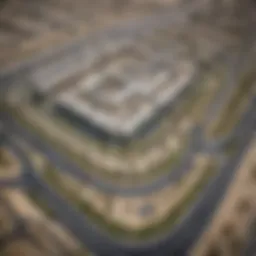 Aerial view showcasing the vibrant real estate along Airport Road in Dubai