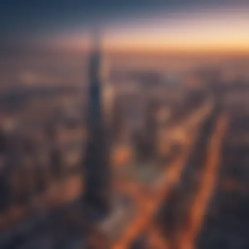 Aerial view showcasing Al Masood Tower amidst Dubai's skyline