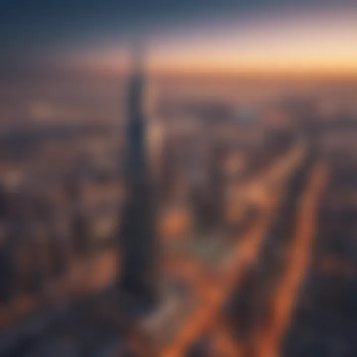 Aerial view showcasing Al Masood Tower amidst Dubai's skyline