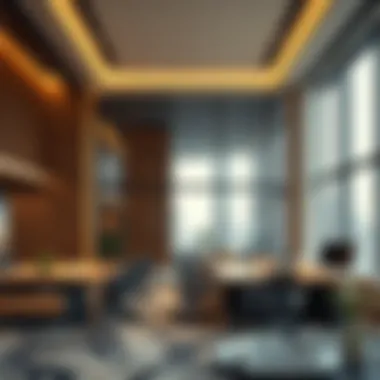 Interior Office Layout of Al-Masood Tower Interior office layout highlighting the innovative design of Al-Masood Tower