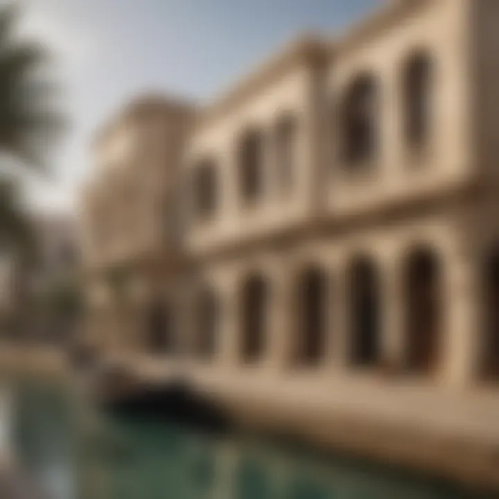 Historical architecture juxtaposed with contemporary designs in Al Seef.