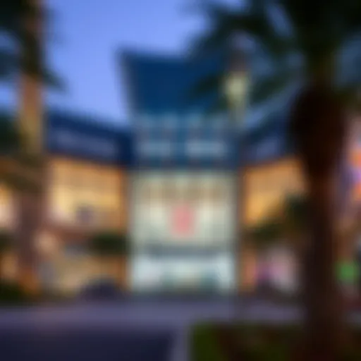 Majestic exterior view of Aldar Yas Mall showcasing its unique architectural design