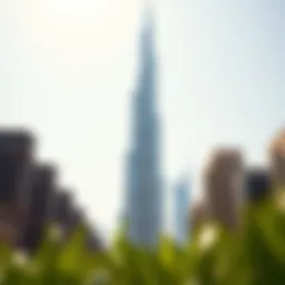 The Burj Khalifa towering above the Dubai skyline, showcasing modern architectural excellence.