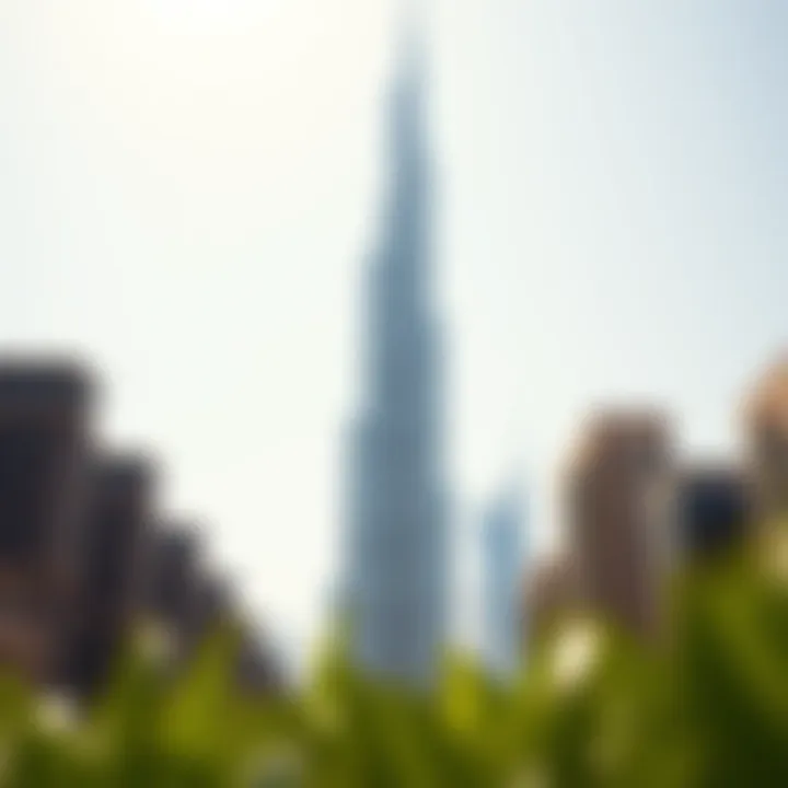 The Burj Khalifa towering above the Dubai skyline, showcasing modern architectural excellence.