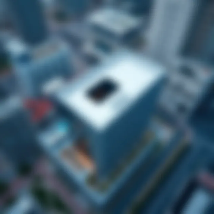 Aerial View of Aster Hudaiba Awards Building Aerial perspective of the building's surroundings and urban integration