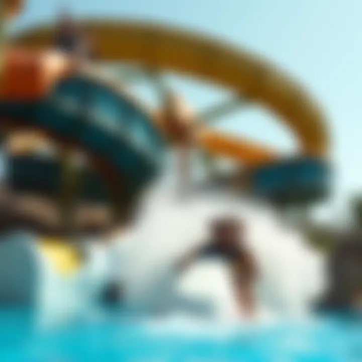 Exciting Water Slide Adventure A thrilling water slide with riders experiencing an adrenaline rush.