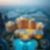 Aerial view of Binghatti Diamonds showcasing its unique architecture