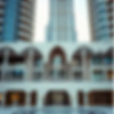 Architectural details of Burj Al Nahda highlighting modern aesthetics