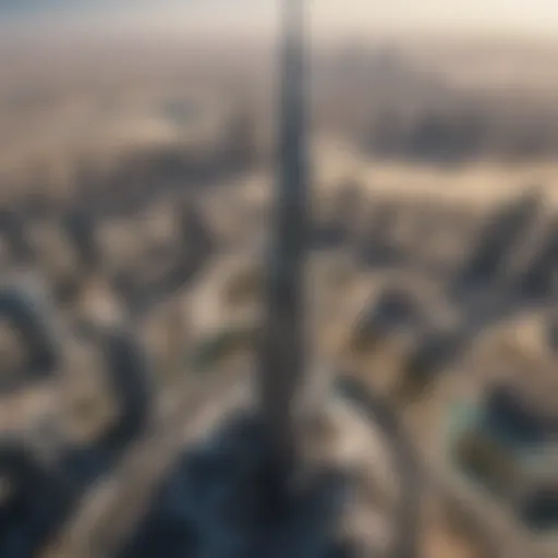 Aerial view of Burj Khalifa showcasing its magnificence against the Dubai skyline