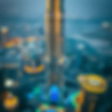 Architectural Grandeur of Burj Khalifa Aerial view of Burj Khalifa showcasing its architectural grandeur