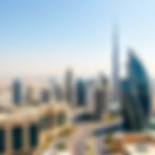 Dubai's Iconic Skyline: Modern Architectural Marvels Aerial view of iconic Dubai skyline featuring modern architecture