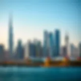 Skyline of Dubai showcasing iconic skyscrapers