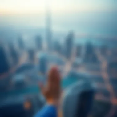 Aerial Perspective of Dubai with Sky View An aerial perspective of Dubai, highlighting the location of Sky View.