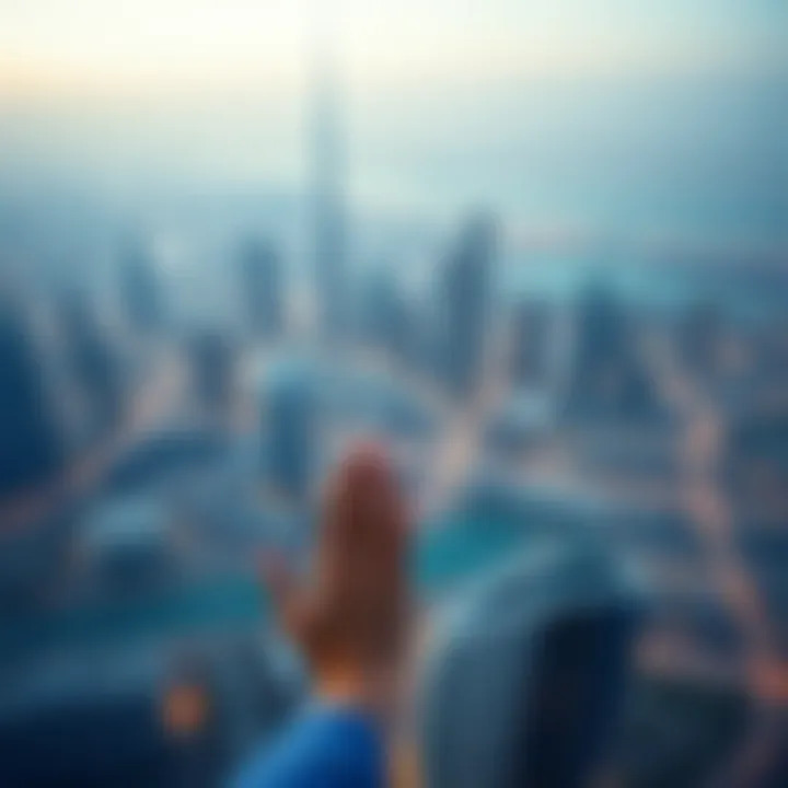 Aerial Perspective of Dubai with Sky View An aerial perspective of Dubai, highlighting the location of Sky View.