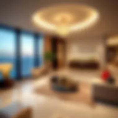 Luxurious Interior of Sky View Dubai The luxurious interior of Sky View, emphasizing its elegant design.