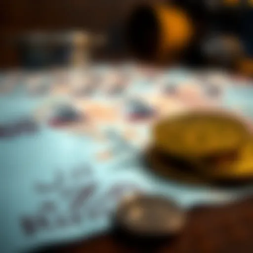 Close-up of United Arab Emirates Dirham notes and coins