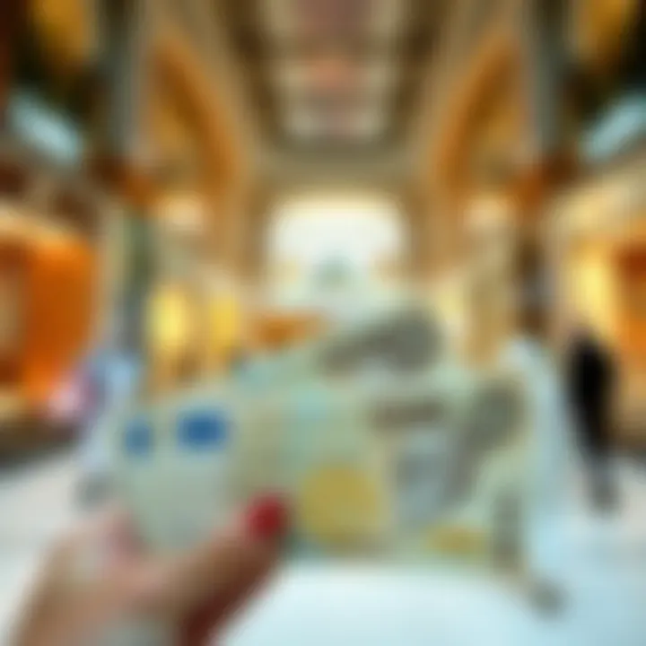 Shopping in Dubai with Dirham notes