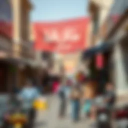 A bustling street scene in Daira showcasing local shops and cultural vibrancy