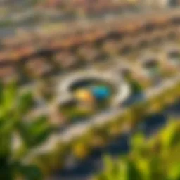 Aerial view of Damac Hills showcasing the vibrant community layout