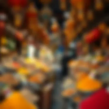 Stalls filled with vibrant spices at Deira Market