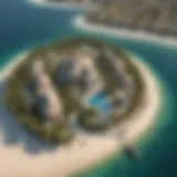 Aerial view of Dream Island showcasing luxurious villas and landscapes