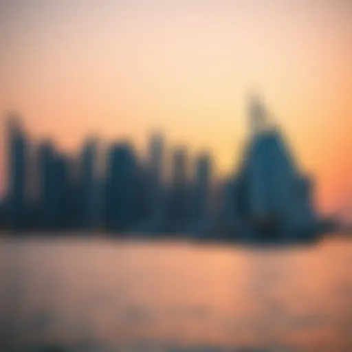 Stunning skyline of Dubai Creek Harbour at sunset