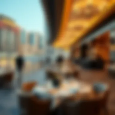 Luxurious Waterfront Dining Experience Stunning waterfront dining area with luxurious ambiance and decorative elements
