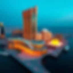 Aerial view of the Dubai Mall Waterfront Promenade showcasing its stunning architecture