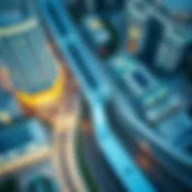 Aerial view of Dubai Metro Blue Line