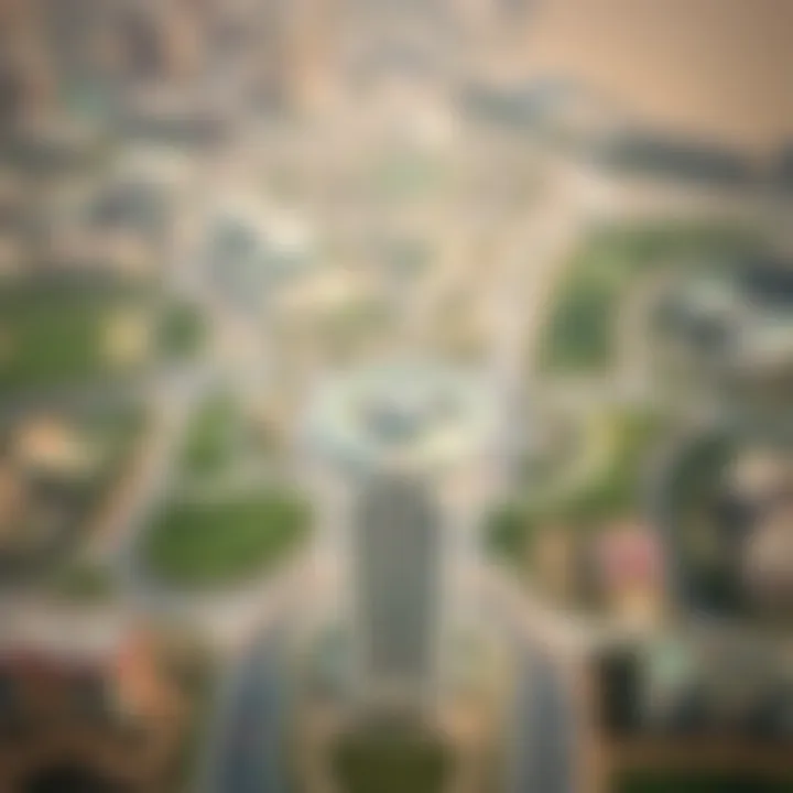 Emerald Tower's Strategic Position in JVC Aerial view of Jumeirah Village Circle highlighting Emerald Tower's prime location