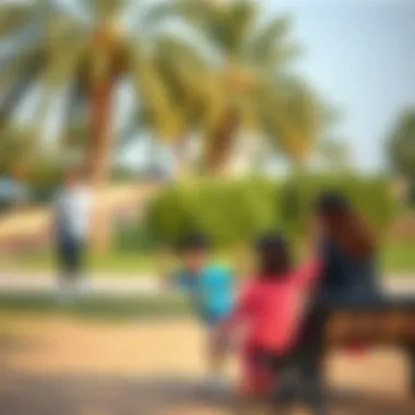 Leisure Activities in a Public Park Family engaging in leisure activities at a public park