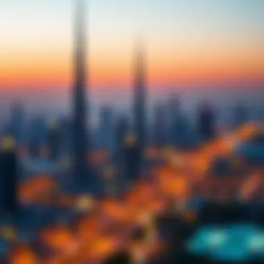 Dubai Skyline at Sunset Stunning view of Dubai's skyline at sunset