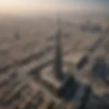 Aerial view showcasing Al Diwan Tower amidst Dubai's skyline