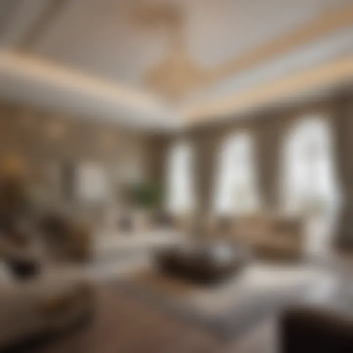 Luxurious living room interior of Al Khail Gate apartments