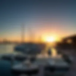 Breathtaking view of Al-Mugheera Marina at sunset