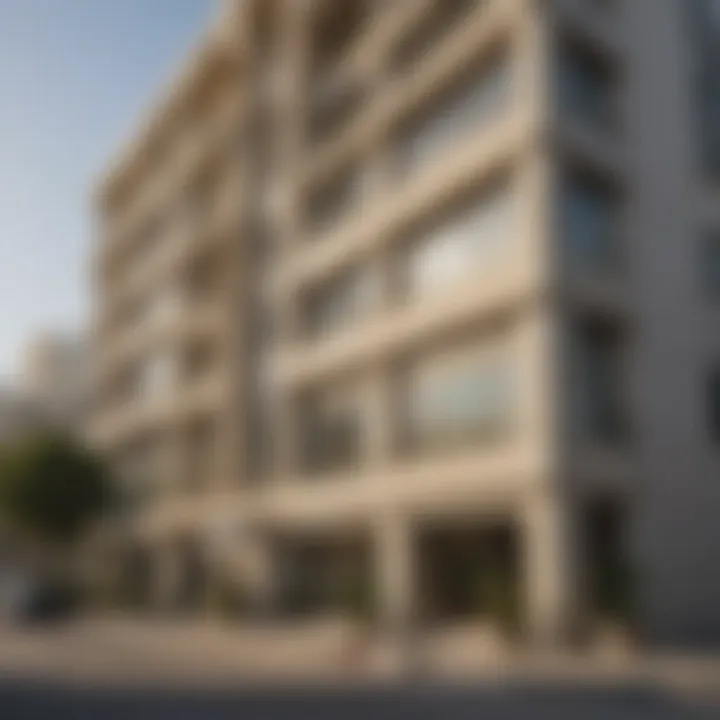 Outdoor view of a contemporary flat building in Al Nahda