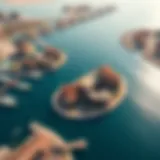 Stunning Aerial Perspective of Blue Waters Bay Aerial view of Blue Waters Bay showcasing its waterfront properties and scenic landscape