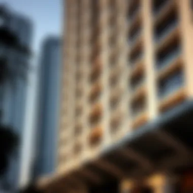 Architectural Elegance in Downtown Dubai Modern architectural details of a luxury residential building in Downtown Dubai