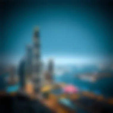 Panoramic Skyline Featuring Dubai Marina Tower Panoramic skyline featuring Dubai Marina Tower