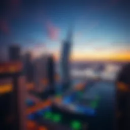Stunning view of Dubai Marina Tower at sunset