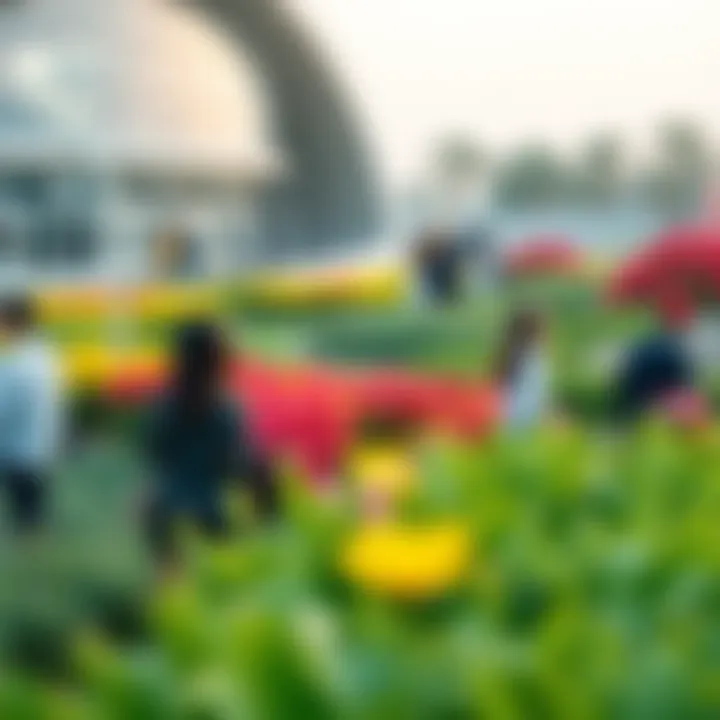 Visitors enjoying the beauty of the garden