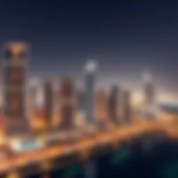 A panoramic view of Dubai's skyline highlighting modern architecture