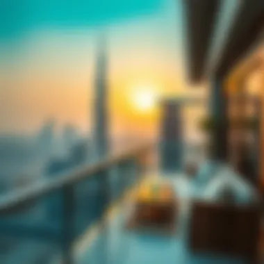 Stunning skyline view from a high-end executive residence balcony