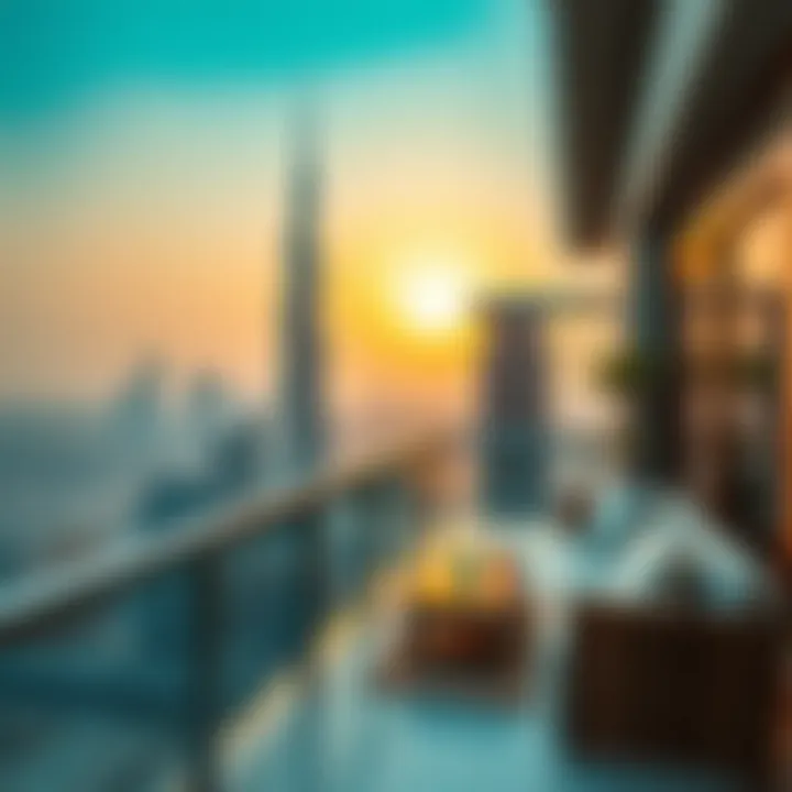 Stunning skyline view from a high-end executive residence balcony