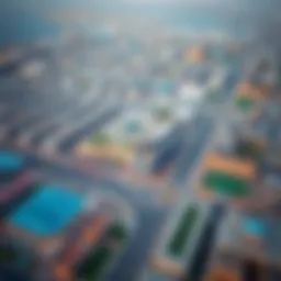 Aerial view of Dubai free zones showcasing modern architecture
