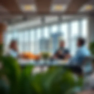 Business Meeting in a Dubai Free Zone Business meeting in a Dubai free zone office space