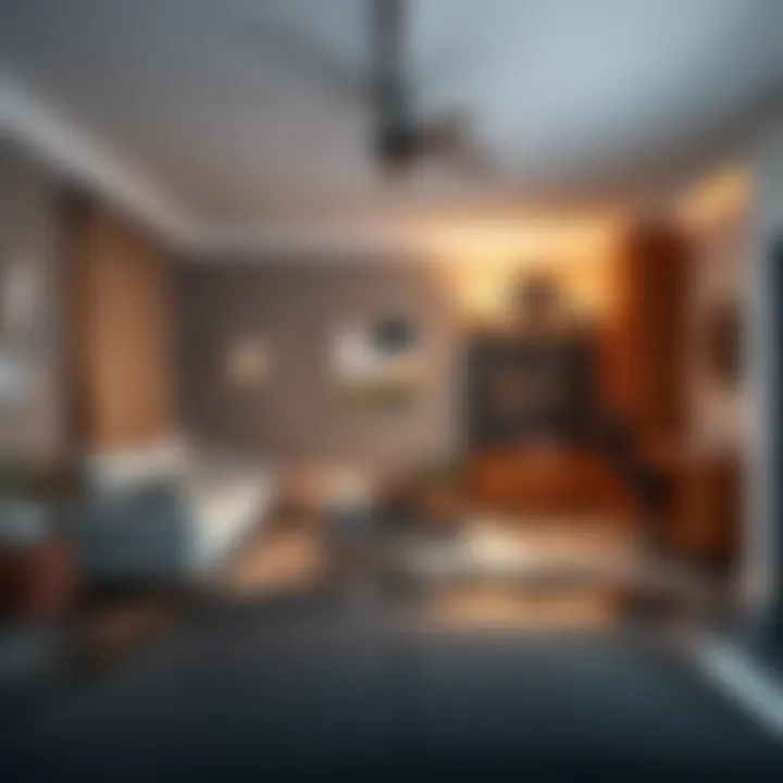 Interior of a creatively designed garage studio with artistic flair