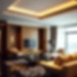 Luxurious hotel apartment interior showcasing modern design